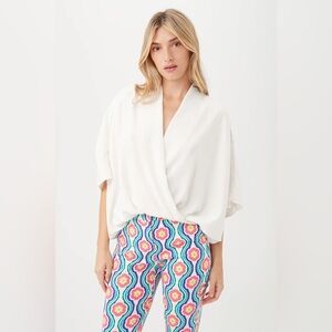 Trina Turk Anora Top White XS/SM Relaxed Fit
